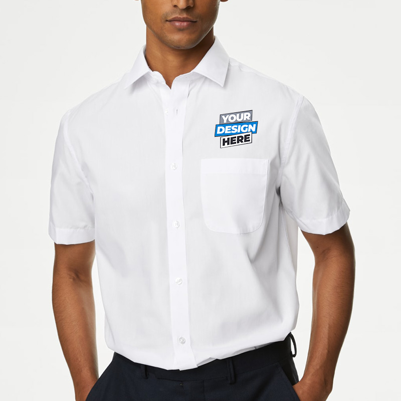 custonized logo-Short-Sleeve-Shirts MEN HOTELS & HOSPITALITY FRONT OF HOUSE SHIRTS - Image 1