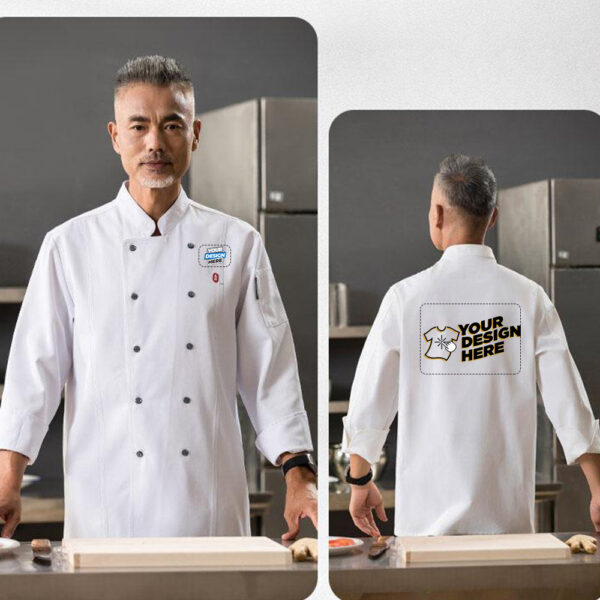 Customize DIY LOGO Chef Uniform Long Sleeve Warm Chef Jacket with Front Pockets Oblique Collar Suits for Men Catering for Coffee JCS-2022