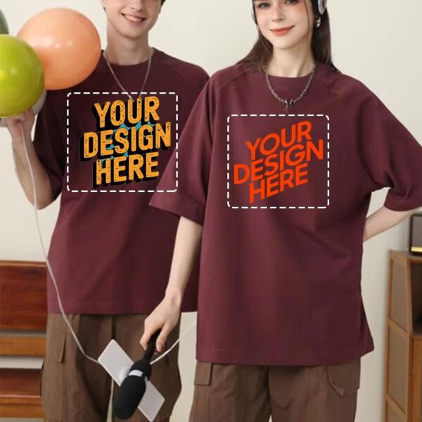 HM-T53 Unisex Heavyweight Cotton T-Shirt – 280gsm Drop Shoulder Relaxed Fit Tee, Round Neck, Solid Color, Oversized Casual Wear (350g avg.)